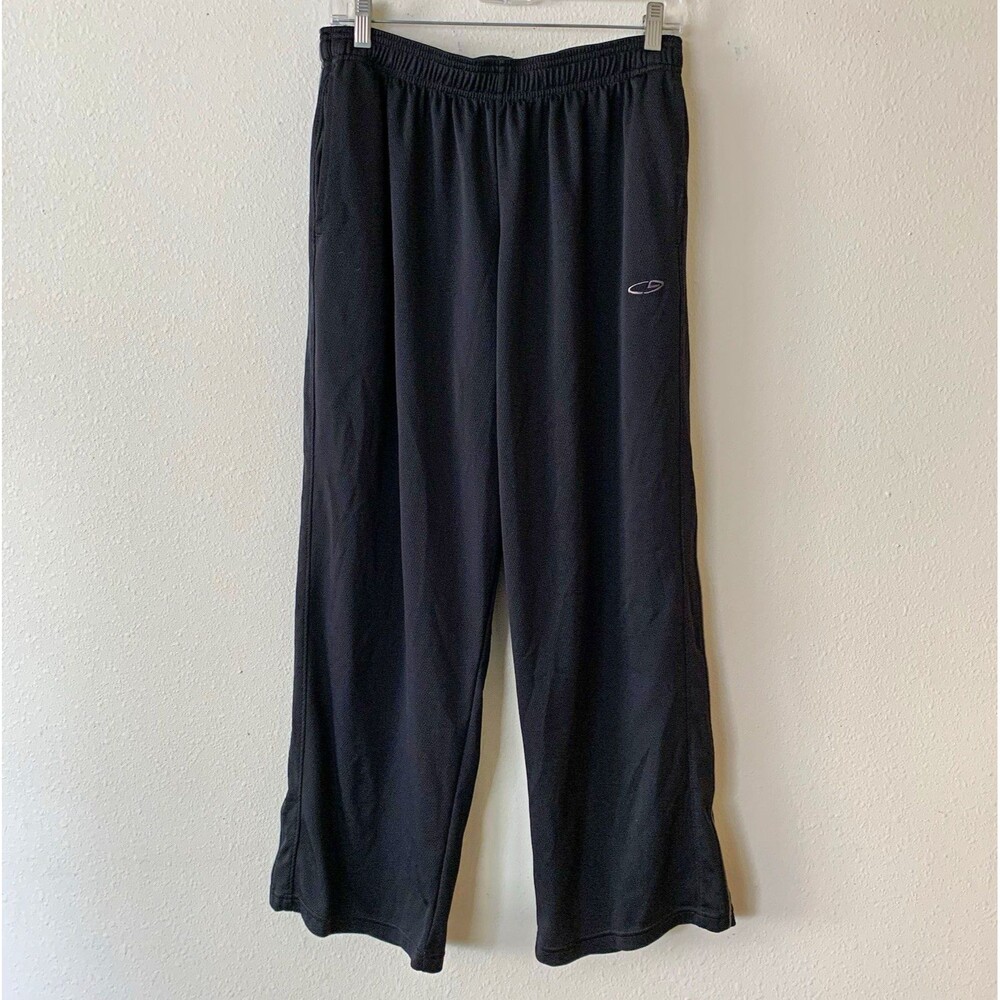 Champion Mens Black Track Pants Elastic Waist Activewear Athleisure Size L